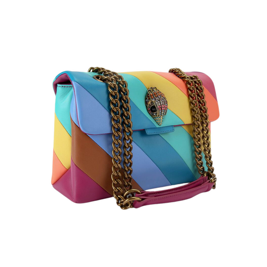 Bolsa Kensington en piel con franjas Mujer