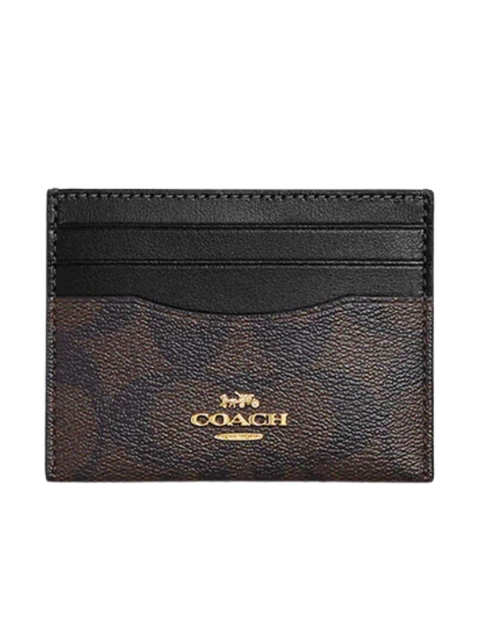 Tarjetero Coach con Monograma color café
