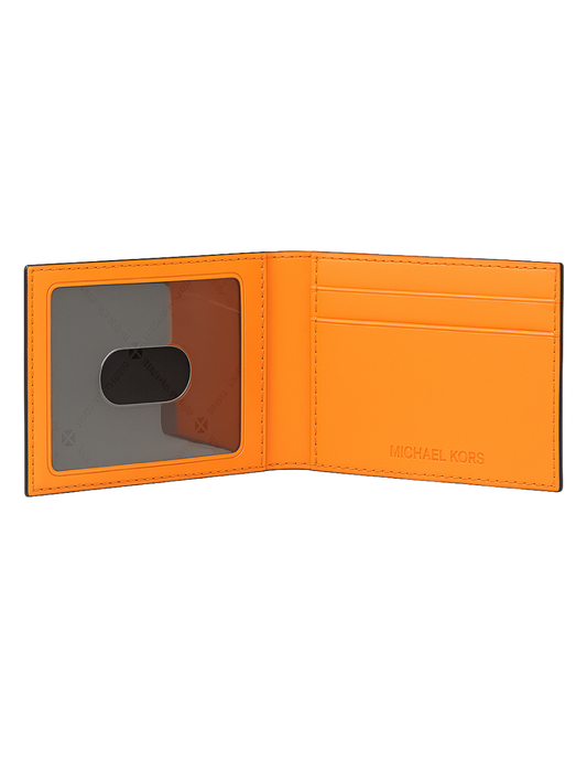 Tarjetero Michael Kors Cooper plegable de piel granulada color naranja