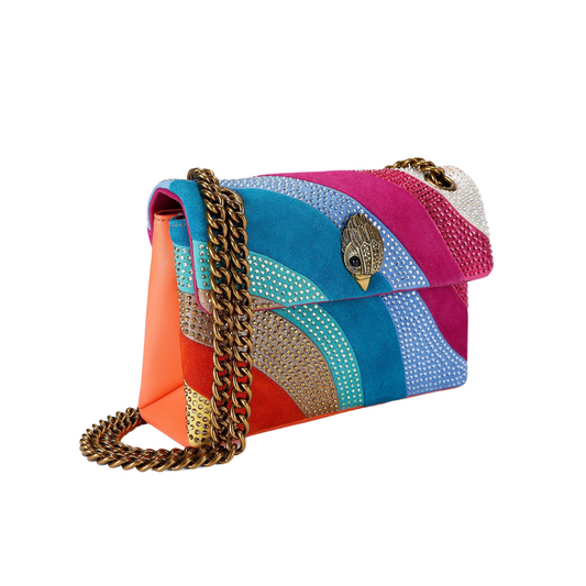 Bolsa Crossbody Kensington en piel con franjas Mujer