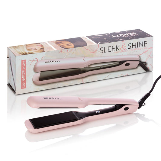 Plancha profesional de placa ancha de 1,75" | Elegante y brillante Rosa