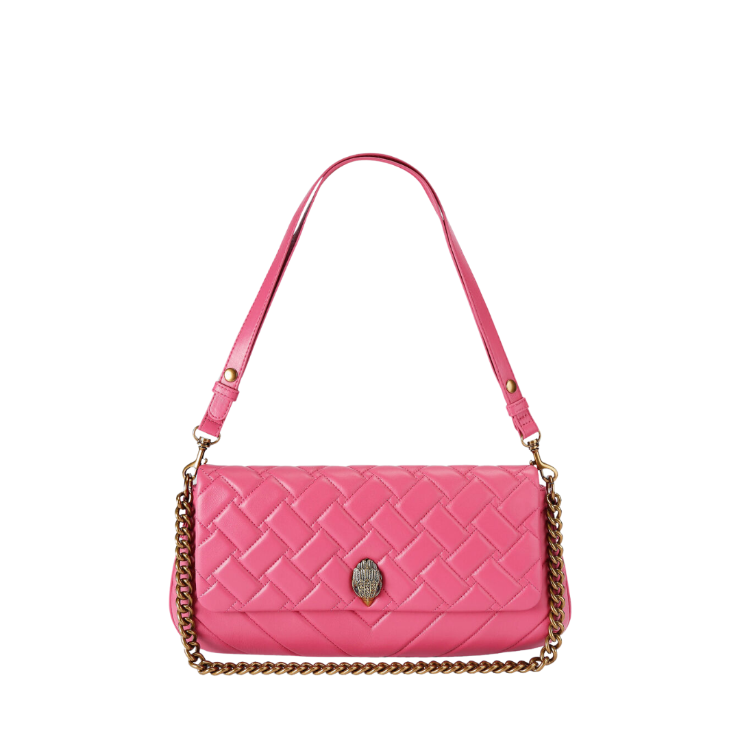 Bolsa shoulder Long Kensington en piel rosa capitonada Mujer