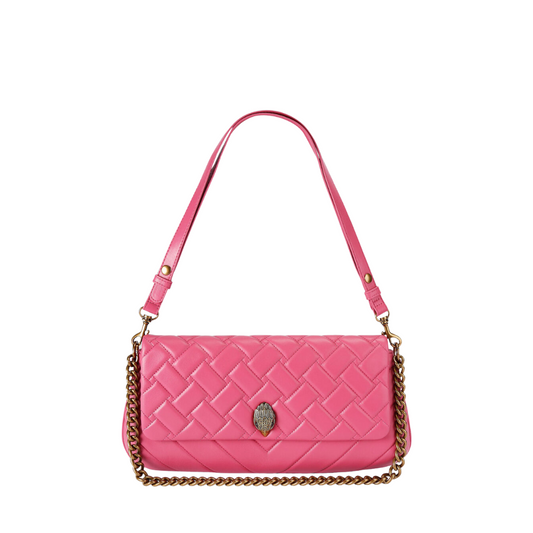 Bolsa shoulder Long Kensington en piel rosa capitonada Mujer