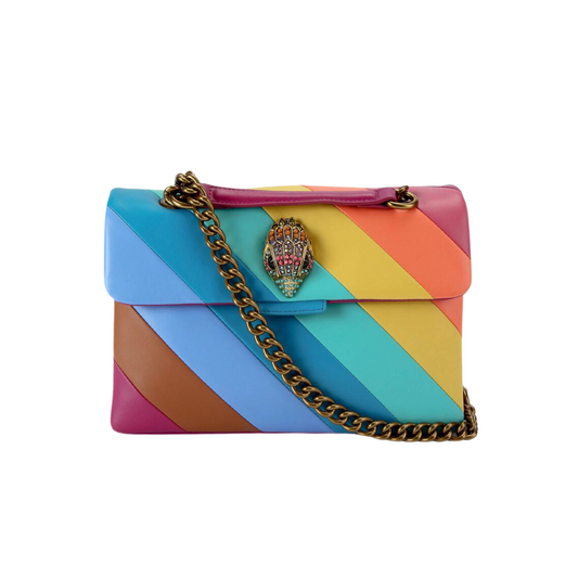 Bolsa Kensington en piel con franjas Mujer