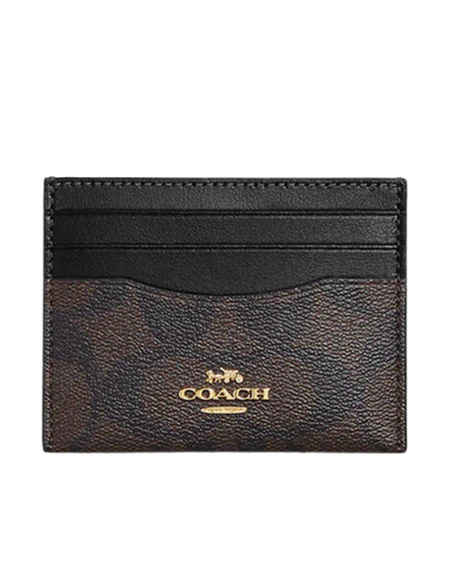 Tarjetero Coach con Monograma color café