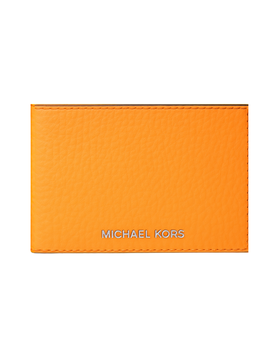 Tarjetero Michael Kors Cooper plegable de piel granulada color naranja