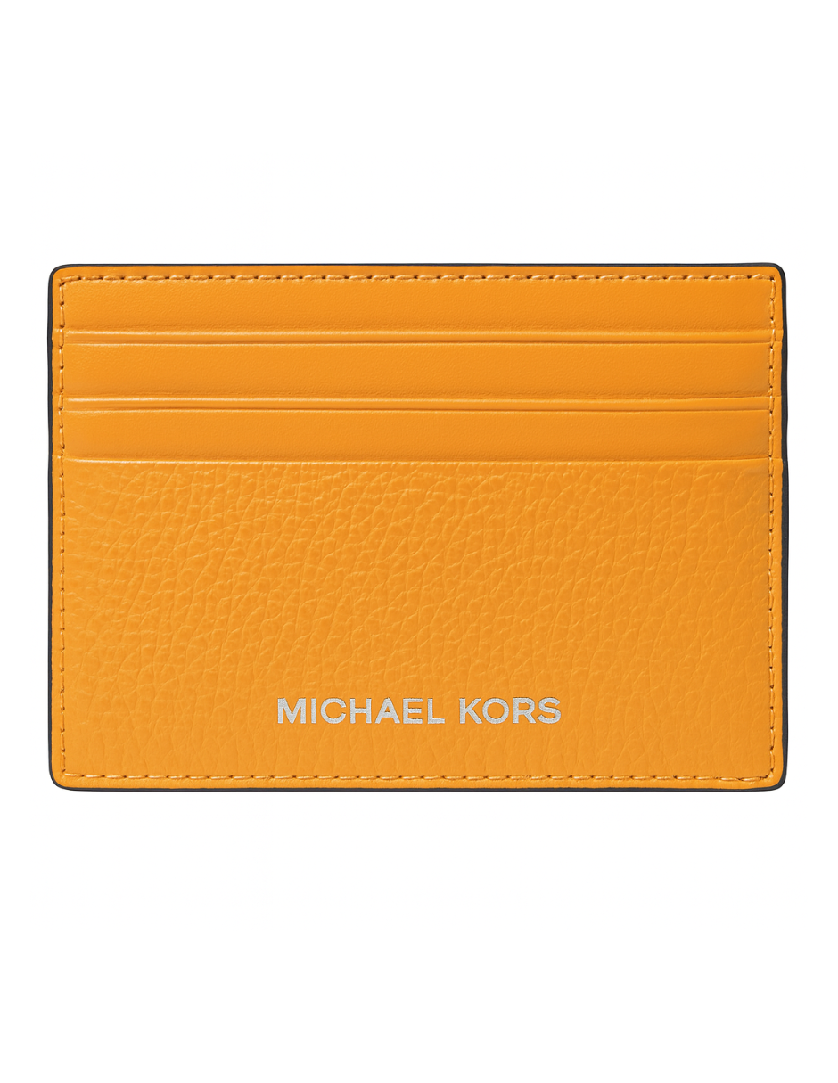 Tarjetero Michael Kors Cooper de piel granulada color naranja claro