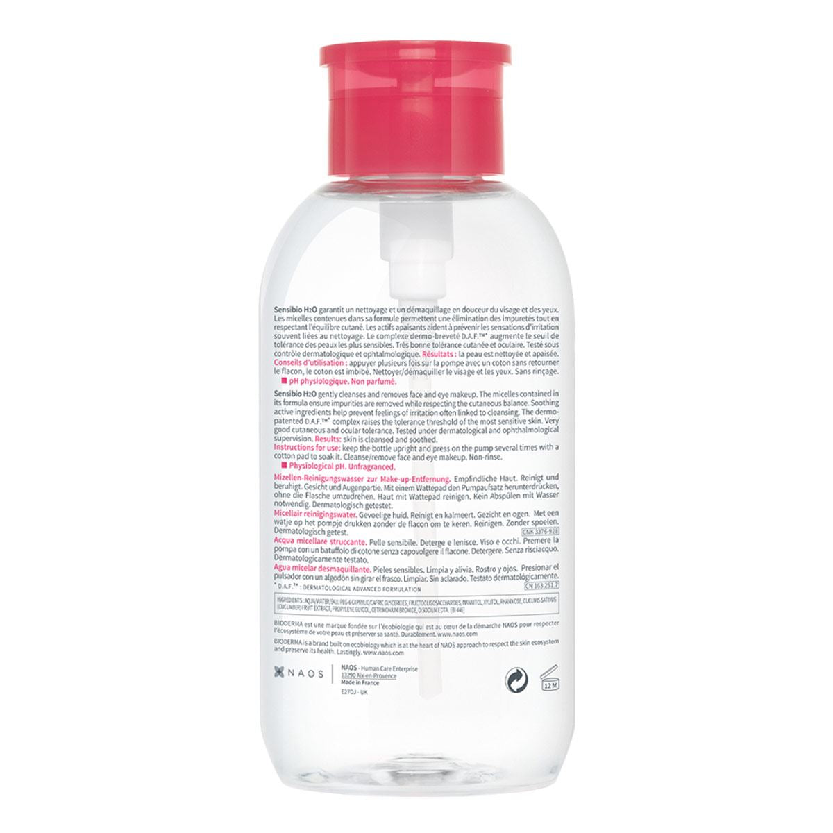 Bioderma Sensibio H2o 500 Ml Bomba Inversa