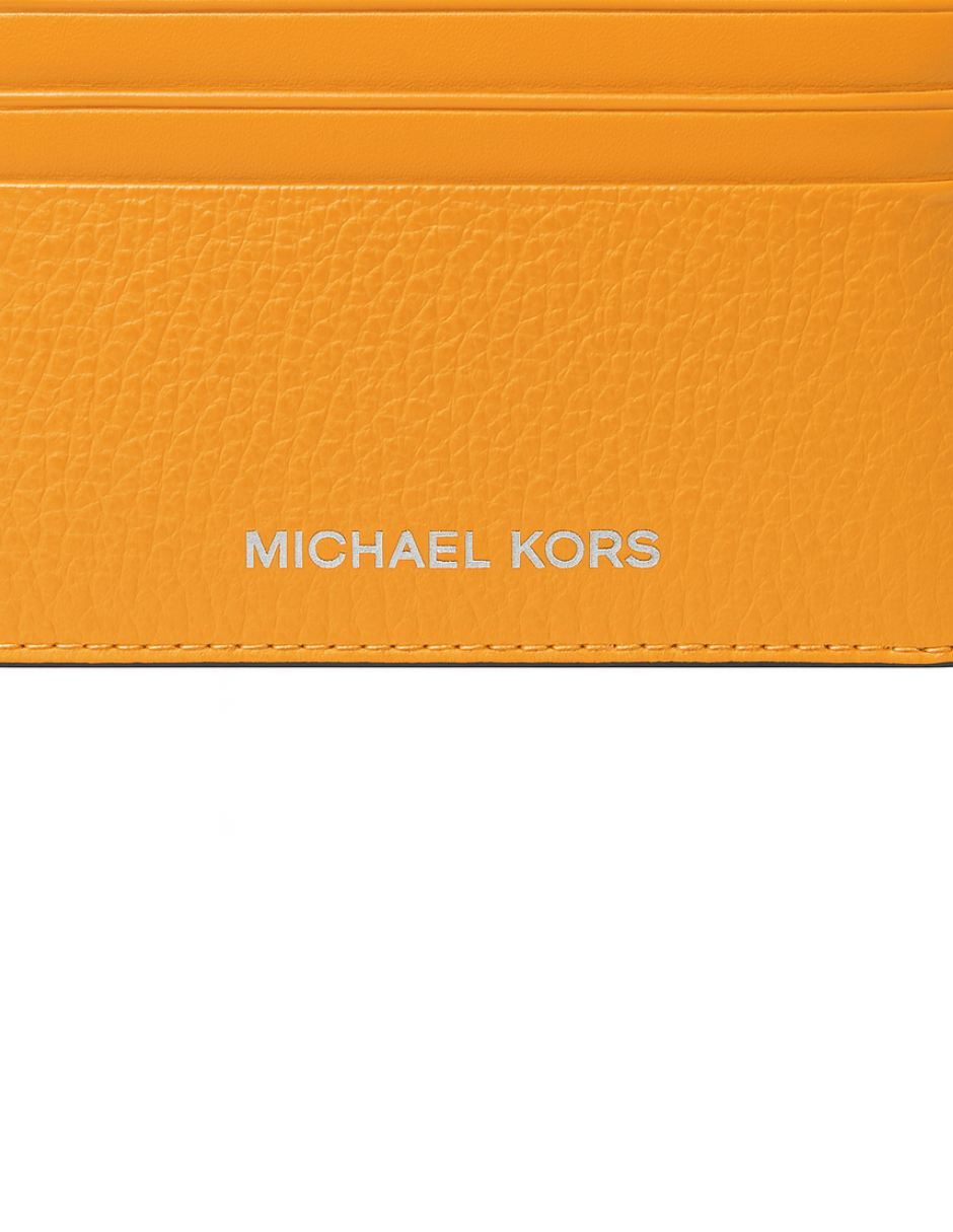 Tarjetero Michael Kors Cooper de piel granulada color naranja claro