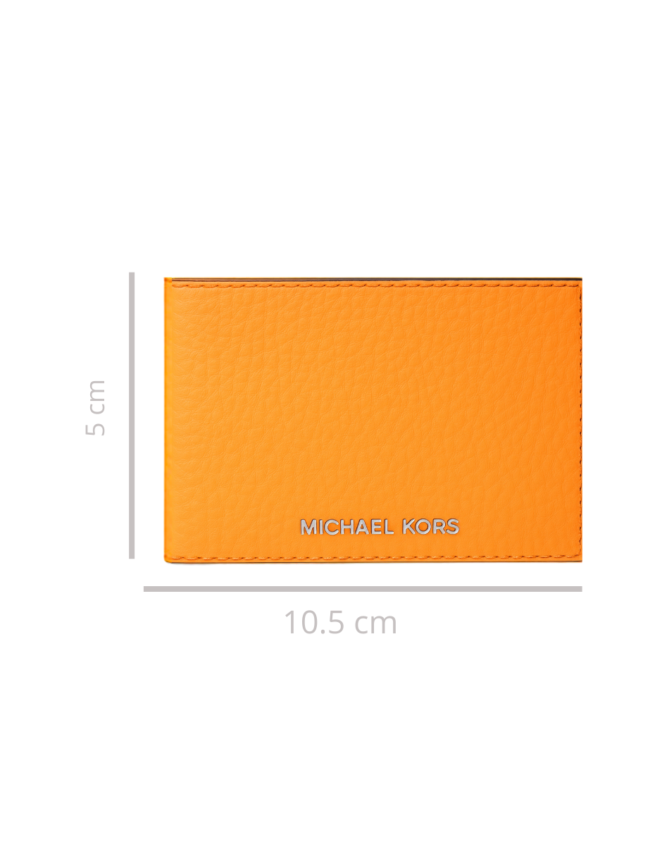 Tarjetero Michael Kors Cooper plegable de piel granulada color naranja