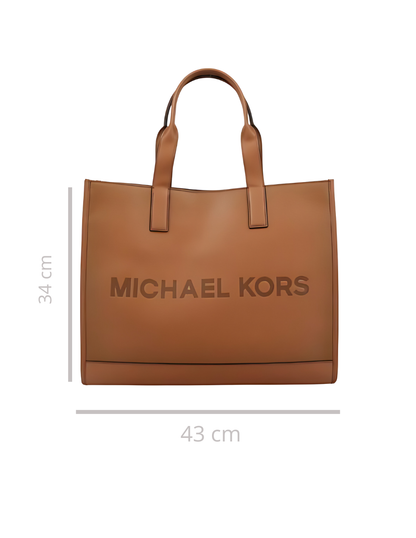 Bolso de mano Tote Michael Kors Cooper en relieve color café