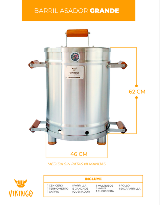 BARRIL ASADOR VIKINGO COMBO GRANDE
